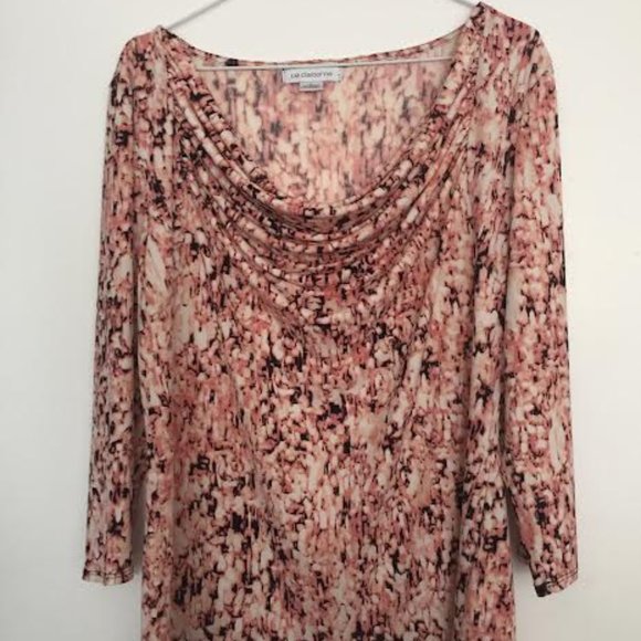 LIZ CLAIBORNE BLOUSE .  SIZE L.  COLOR: Black, White and pink - Picture 1 of 3
